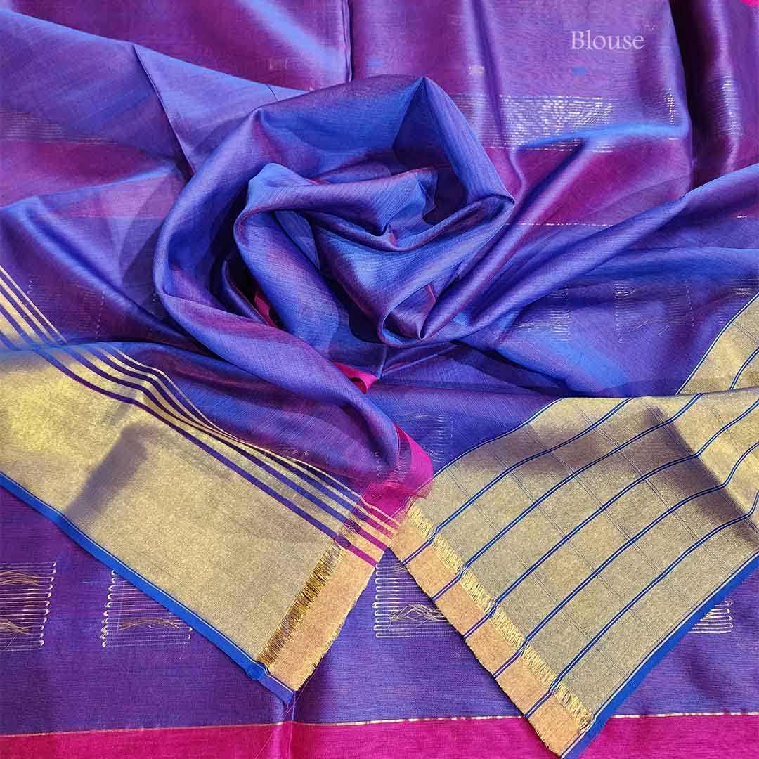 Magenta Pink Maheshwari Saree - Image 2