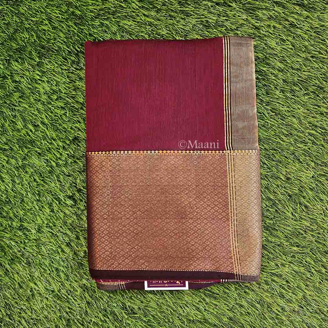 Wine Maheshwari Saree - Image 3